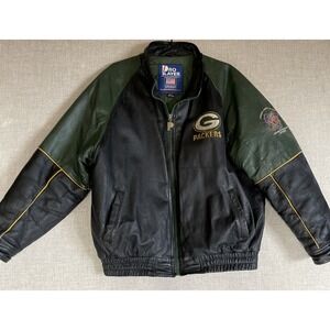 VTG Pro Player Green Bay Packers Super Bowl XXXI‎ Leather Jacket Men's XL